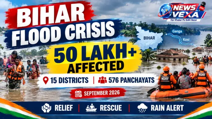Bihar flood crisis with over 50 lakh people affected across 15 districts