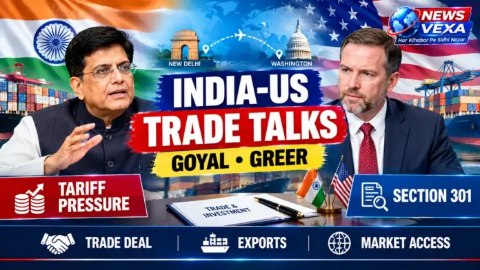 India-US trade talks featuring Piyush Goyal and USTR Jamieson Greer amid tariff and Section 301 discussions